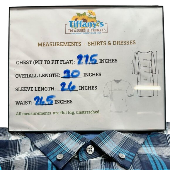 George Classic Fit Plaid Shirt Mens 2XL 50-52 Blue Gray LS Button-Down Collar - Picture 11 of 11